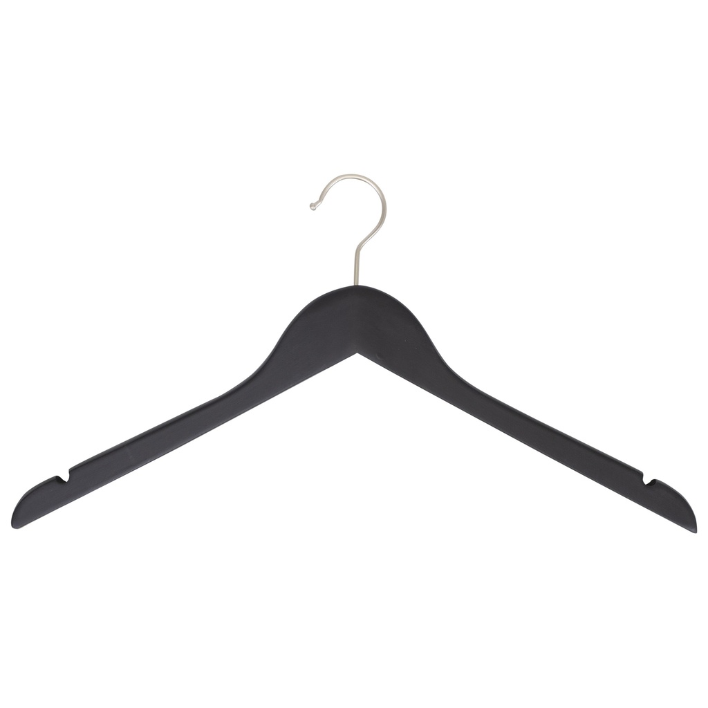 BINK - Percha negra para blusas/camisas de gran tamaño, ancho de 47 cm, gancho de níquel - caja de 50 unidades.