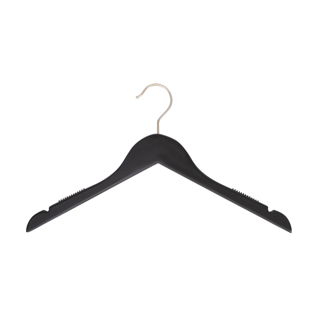BINK - Percha negra con antideslizante para blusas/camisas, 41 cm de ancho, gancho de níquel - caja de 100 unidades.
