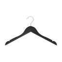 Zwarte kleerhanger met anti slip voor bloes/shirt, 41 cm breedte, nikkel haak - doos van 100 stuks.
