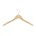 Percha de madera de loto con acabado natural barnizado para ropa de mujeres, con antideslizante, 41 cm de ancho, gancho mate - caja de 100 unidades.