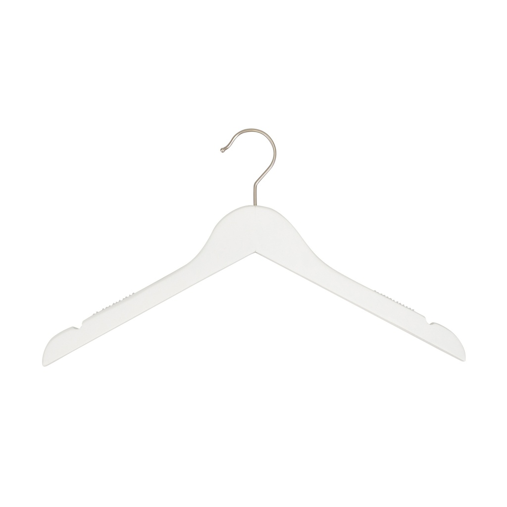 BINK - Percha blanca con antideslizante para ropa de dama, ancho de 41 cm, gancho de níquel - caja de 100 unidades.