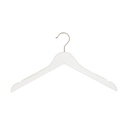 Percha blanca con antideslizante para ropa de dama, ancho de 41 cm, gancho de níquel - caja de 100 unidades.