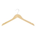 Kledinghanger lotushout naturel gelakt voor dames en heren kledij, met anti slip 44 cm breedte, blinkende haak - doos van 100 st