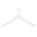 Percha blanca con antideslizante para adultos, ancho de 44 cm, gancho de níquel - caja de 100 unidades.