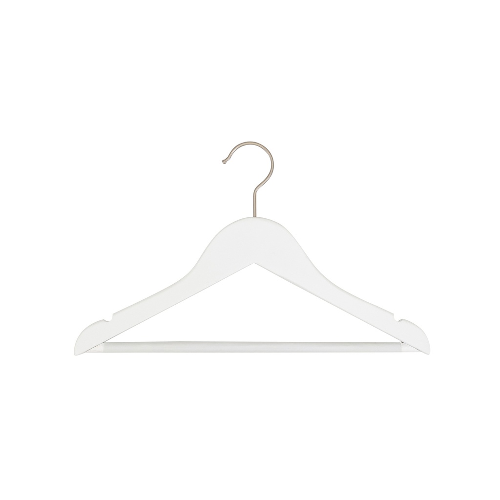 BINK - Percha blanca con barra antideslizante para pantalones para ropa infantil, ancho de 35 cm, gancho de níquel - caja de 100 unidades.