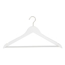White clothes hanger with anti-slip trouser bar for adult clothes, lotus wood, white matt finish, 44 cm, matt hook - box of 100 pcs