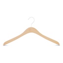Percha de madera de haya para camisetas/blusas de mujer, ancho de 41 cm, gancho blanco - caja de 50 unidades.