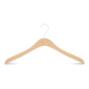 Percha de madera de haya para ropa de mujer y hombre, ancho de 44 cm, gancho blanco - caja de 50 unidades.