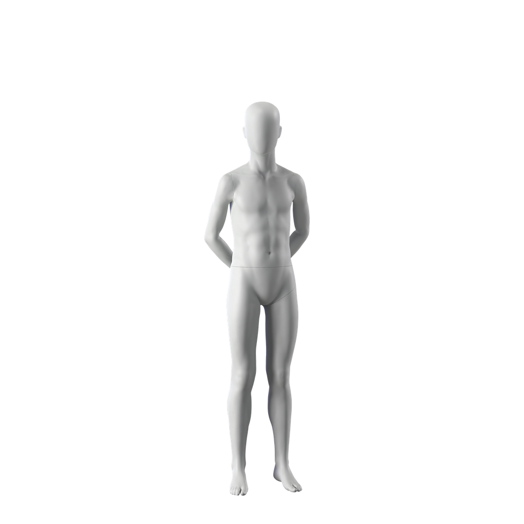 BINK - Maniquí de deporte niño, gris, 12 años, cabeza abstracta, postura de pie 605