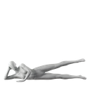 Maniquí de deporte gimnasio, mujer, gris, cabeza abstracta, postura acostada 08