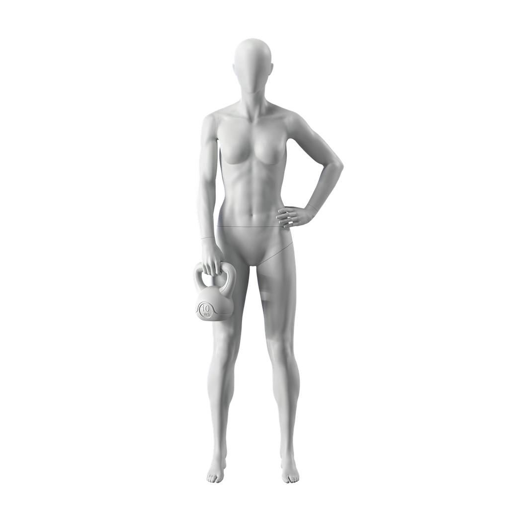 BINK - Maniquí de deporte fitness, mujer, gris, cabeza abstracta, postura de pie 11