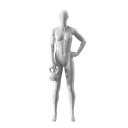 Kettlebell fitness dames mannequin, grijs, abstract hoofd, staande pose 11