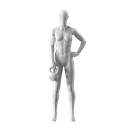 Mannequin sportif de fitness kettlebell, femme, gris, tête abstraite, pose debout 11