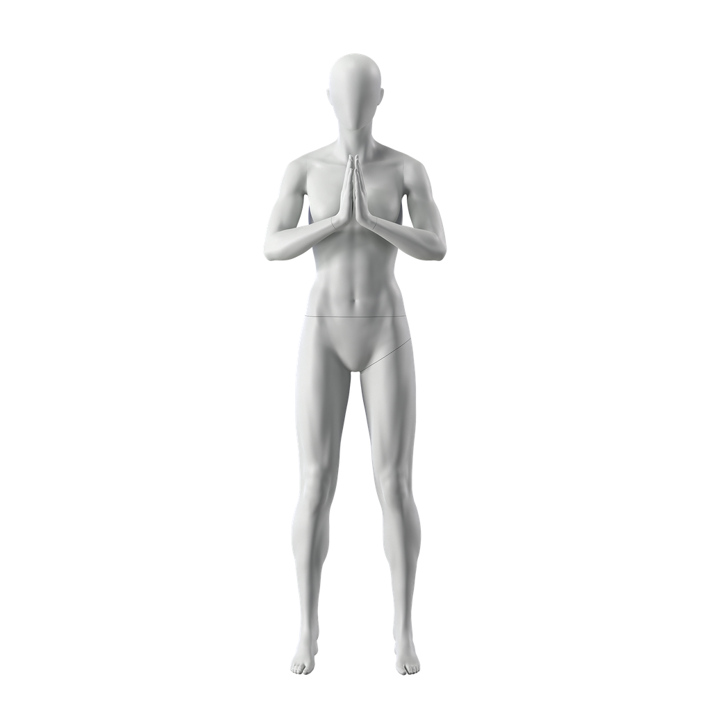 BINK - Yoga sport mannequin, female, grey, abstract head, standing pose 17