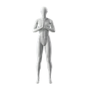 Maniquí de deporte yoga, mujer, gris, cabeza abstracta, postura de pie 17