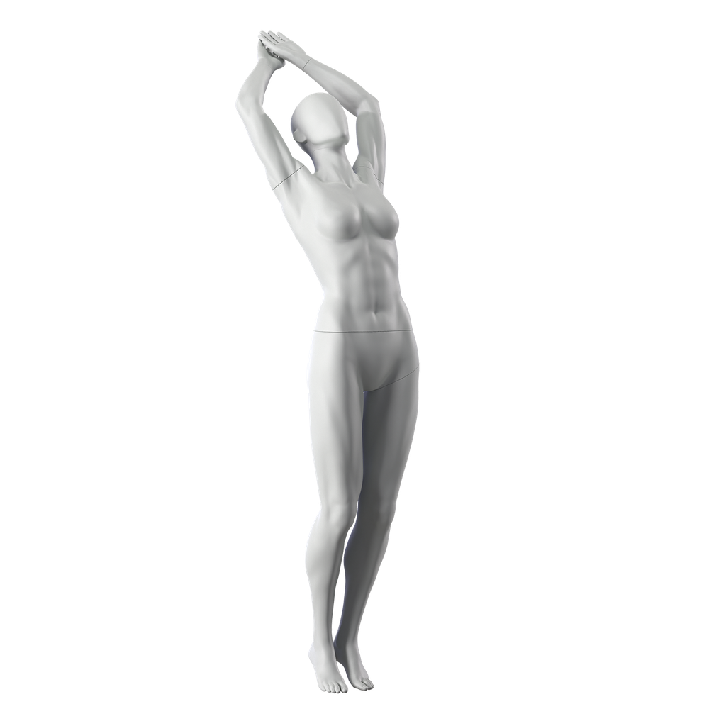 BINK - Duikende sport dames mannequin, grijs, abstract hoofd, staande pose 24