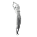 Tauchen Schaufensterpuppe Dame, grau, abstrakter Kopf stehende Pose 24