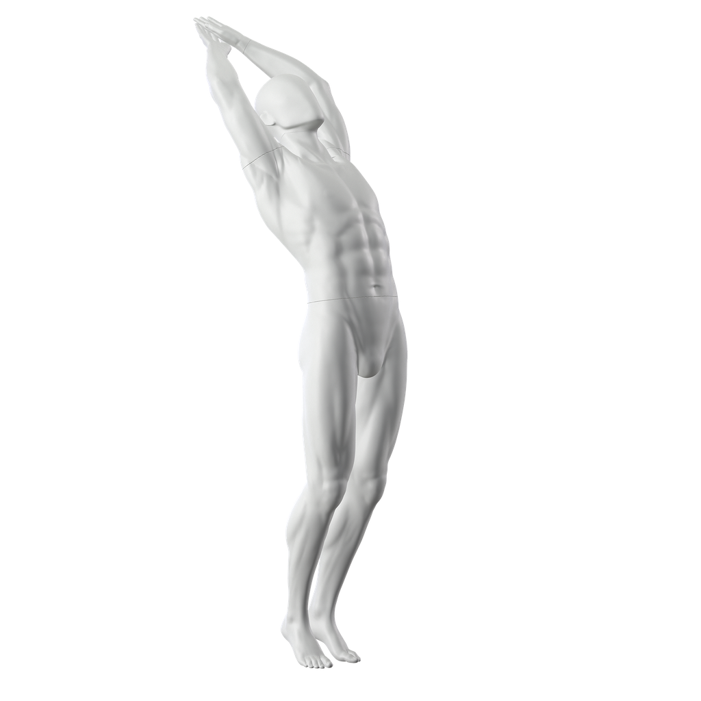 BINK - Duikende sport heren mannequin, grijs, abstract hoofd, staande pose 325