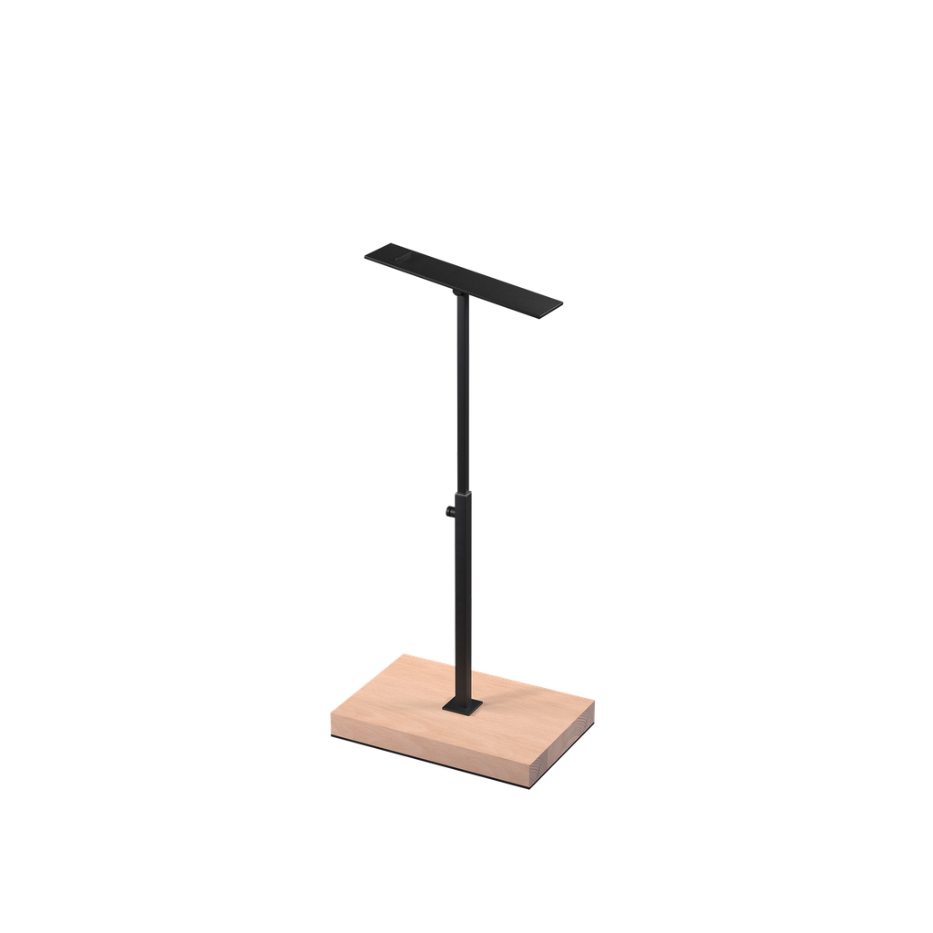 BINK - Schuhständer schwarz, höhenverstellbar, schwarz pulverbeschichteter Stahl mit Holzfuß