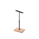 Shoe stand, adjustable height, black powder-coated steel with wooden base