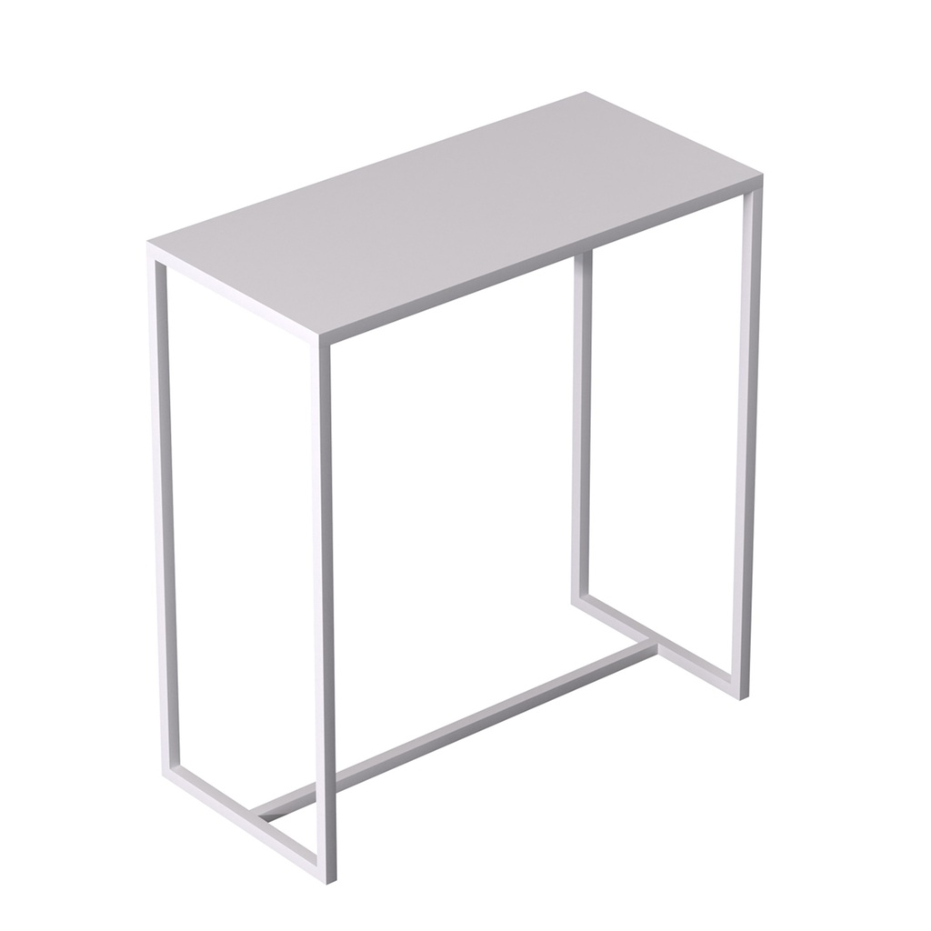 BINK - Mesa auxiliar 80x38x85 cm, acero, blanco