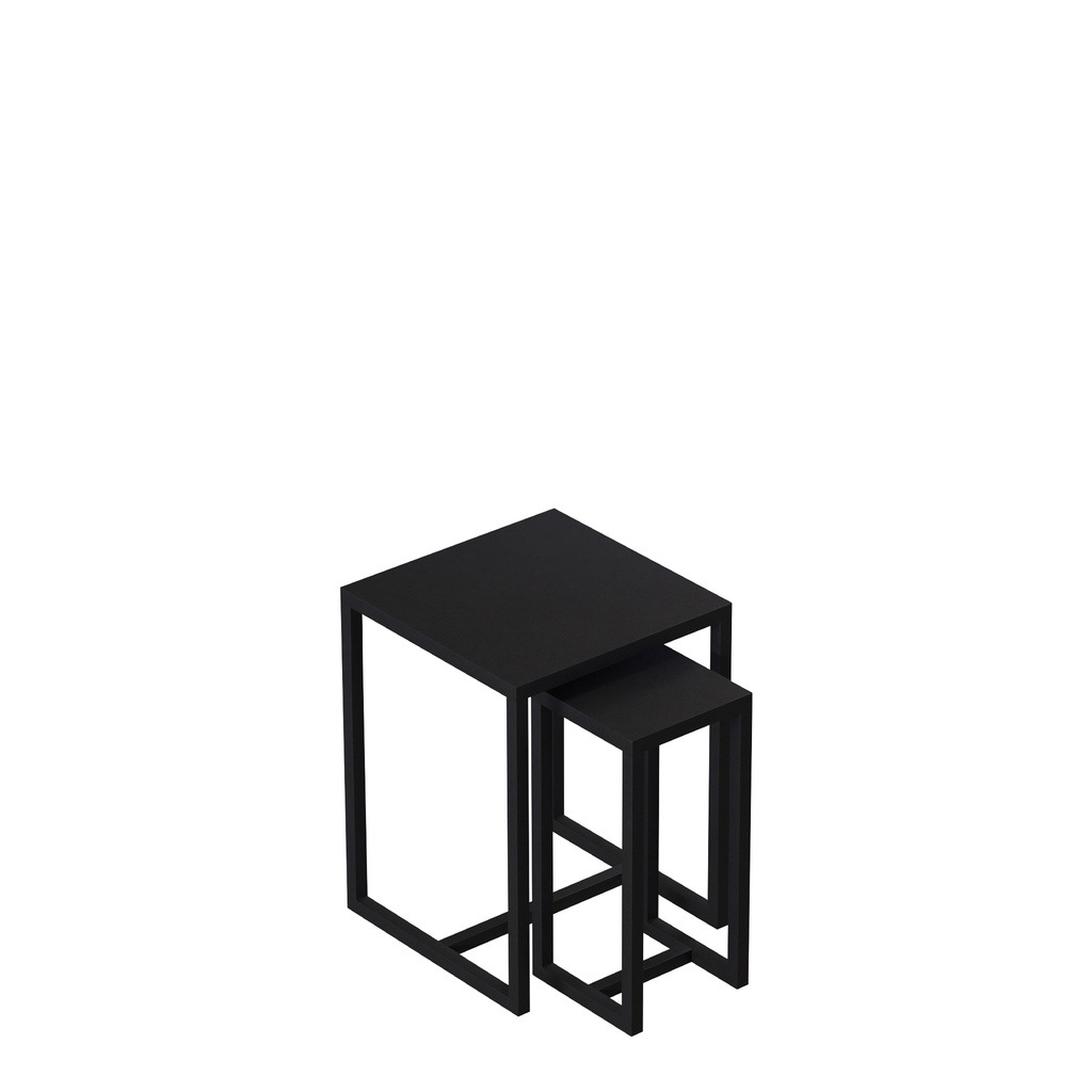 BINK - Conjunto de 2 mesas auxiliares, acero, negro
