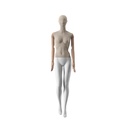Mannequin vintage, femme, bras en bois, recouvert de tissu, pose debout 03