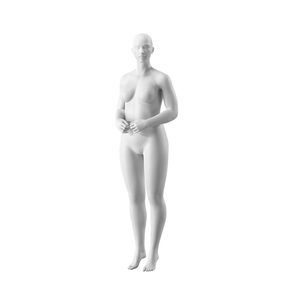 BINK - Dames paspop met grote maat, semi-abstract hoofd, confectiemaat 44EU, wit mat, staande pose 08