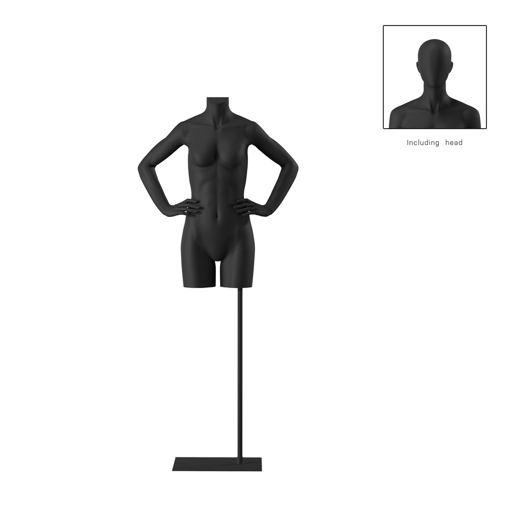 BINK - Damestorso, headless, zwart, staander, Bio FRP