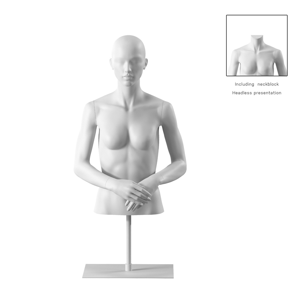 BINK - Torso mujer corto, blanco, incl. base, Bio FRP