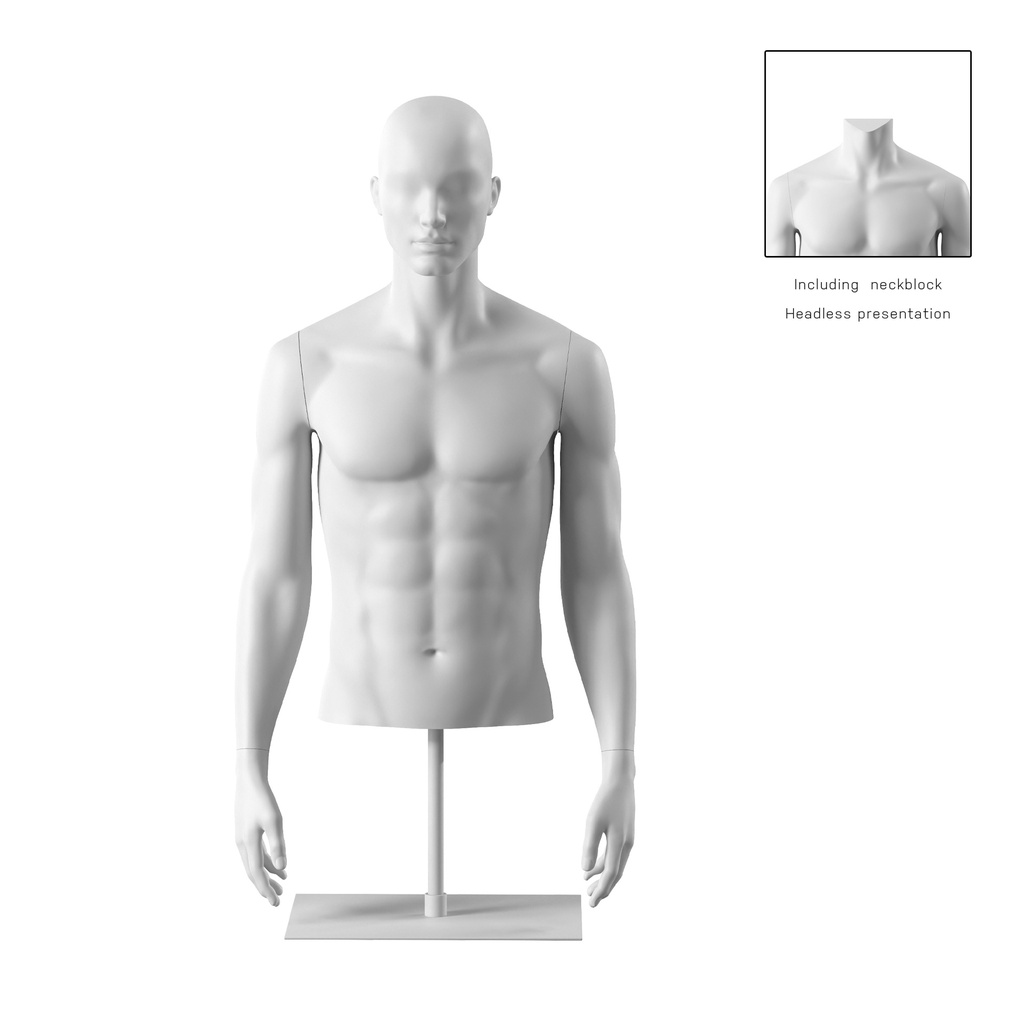 BINK - Male bust on stand, abstract head, white, pose 151