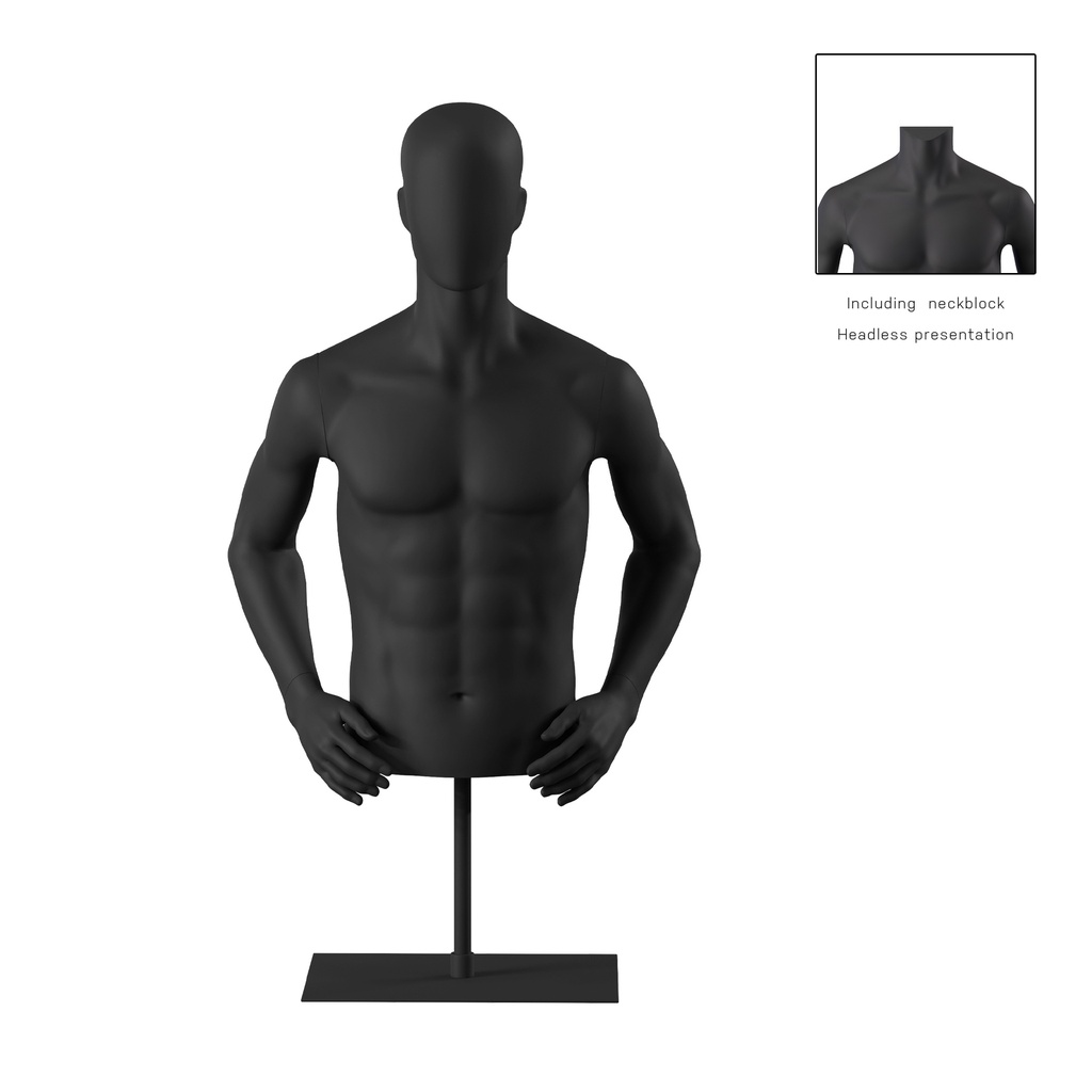 BINK - Male bust on stand, abstract head, black, pose 153