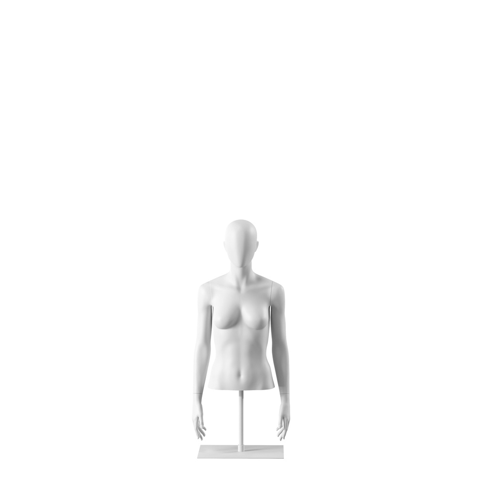 BINK - White abstract female torso, with abstract head, white powdercoated base, pose 051