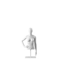 White abstract female torso, with abstract head, white powdercoated base, pose 052