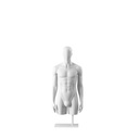 White abstract male torso, with abstract head, white powdercoated base, pose 153