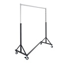 Perchero con ruedas con freno, acabado martelé, barra simple, ajustable en altura, 140cm