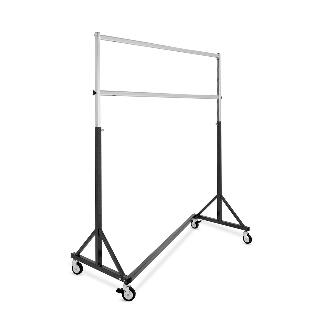 BINK - Kledingrek op wielen met rem, hamerslag, dubbele rail, in hoogte uitschuifbaar, 140cm