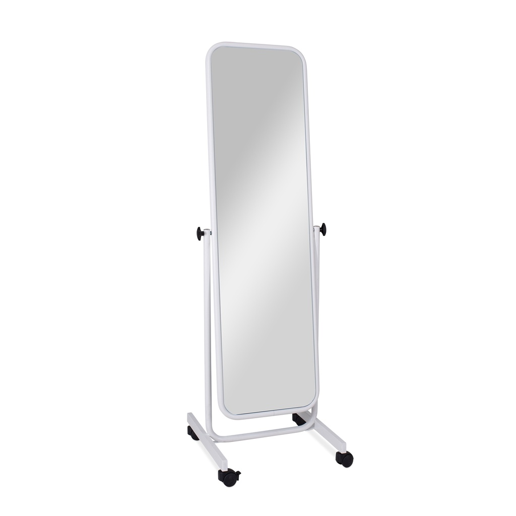 BINK - Miroir de présentation réglable sur roulettes blanc 50x160 cm