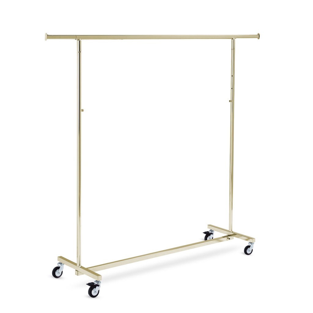 BINK - Kleiderständer auf Rollen mit Bremse, höhenverstellbar, goldfarben, 140cm