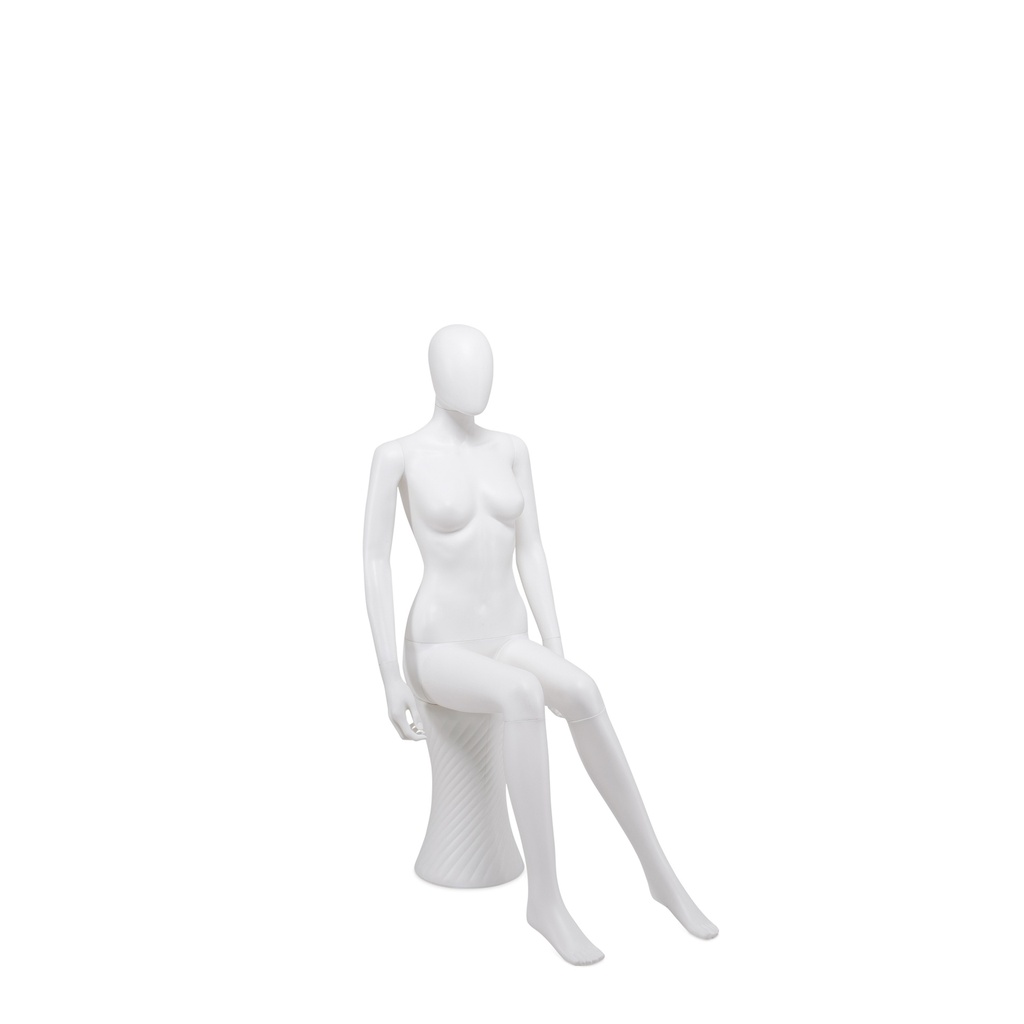 BINK - Goedkope dames mannequin, afneembaar hoofd, wit mat, zittende pose 03