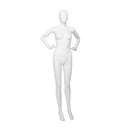 Maniquí femenino barato, cabeza desmontable, blanco mate, postura de pie 04