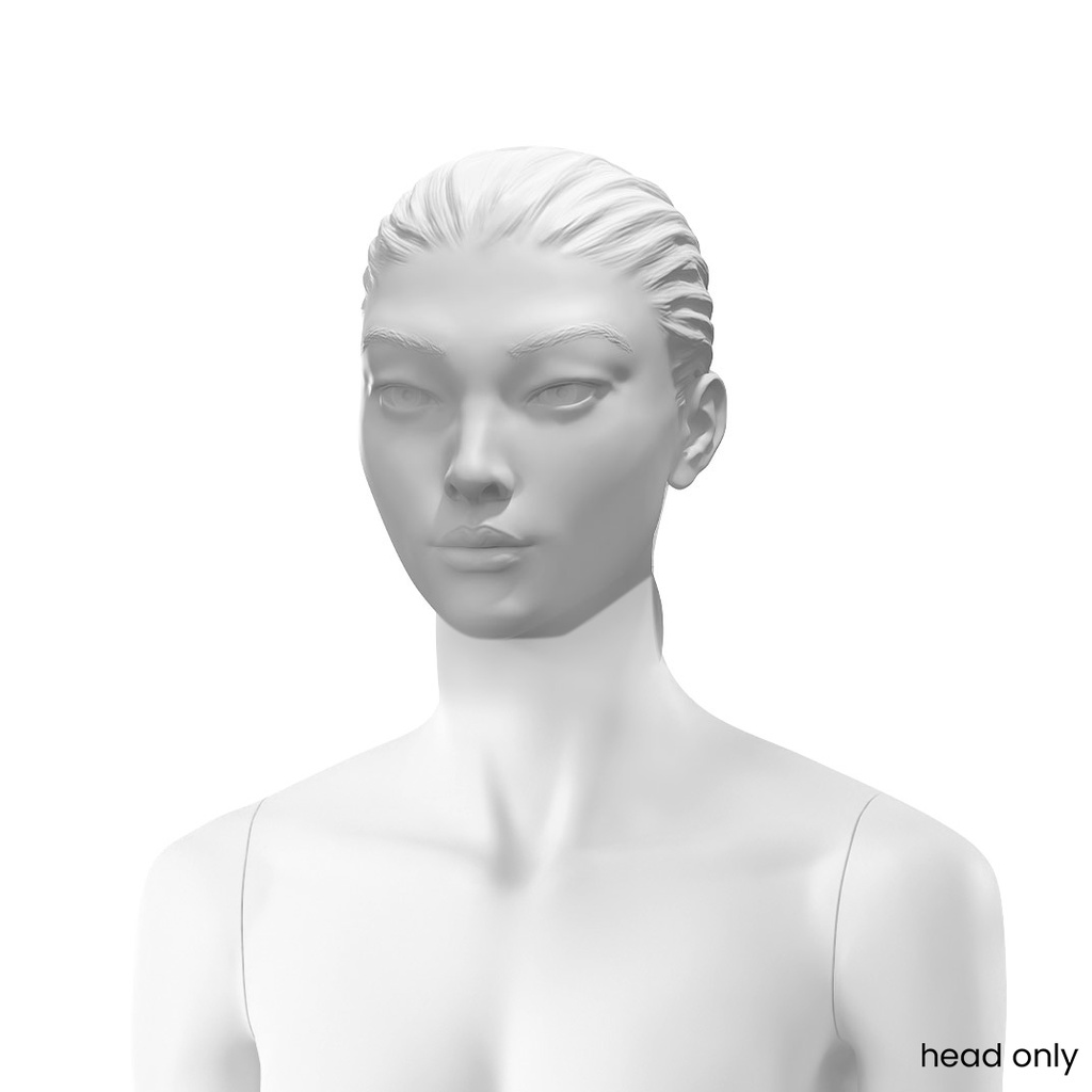 BINK - Dameshoofd m gesculpteerd haar, bio resin, wit mat