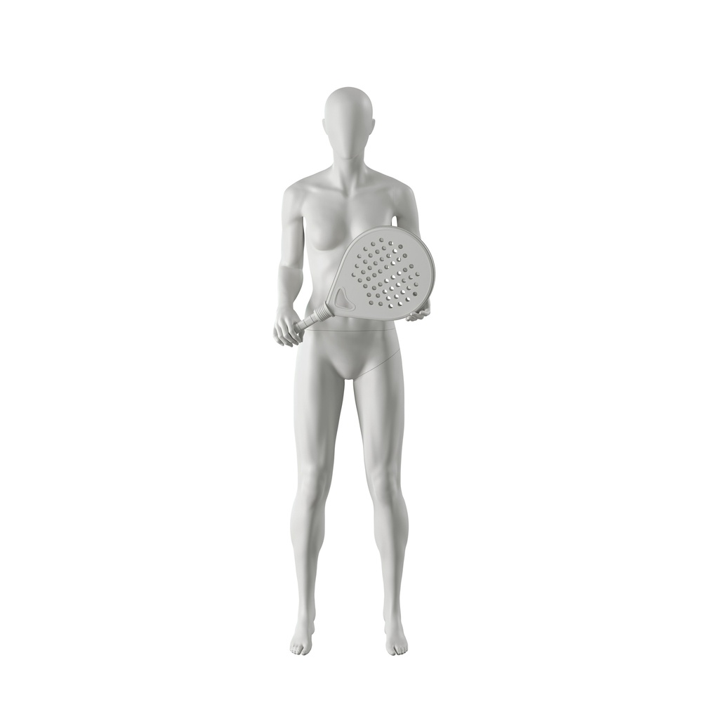 BINK - Tennis sport dames mannequin, grijs, abstract hoofd, staande pose 02