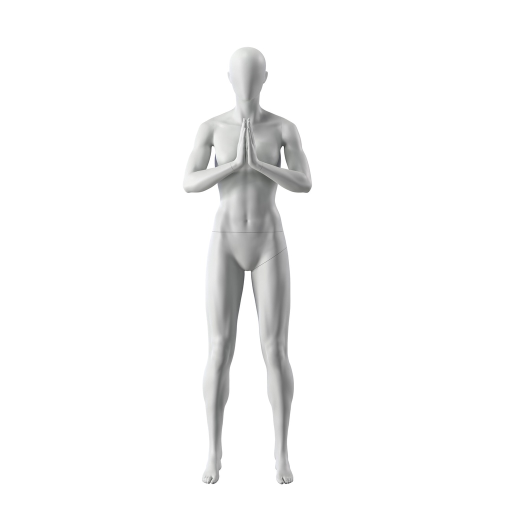 BINK - Yoga sport dames mannequin, grijs, abstract hoofd, staande pose 17
