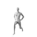 Stretching sport mannequin, female, grey, abstract head, standing pose 06