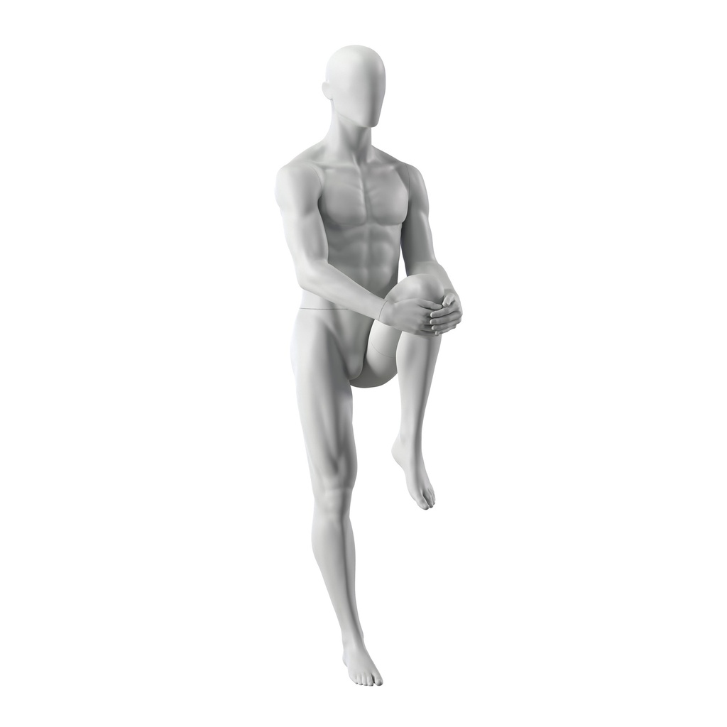 BINK - Mannequin sportif d'étirement, homme, gris, tête abstraite, pose debout 302