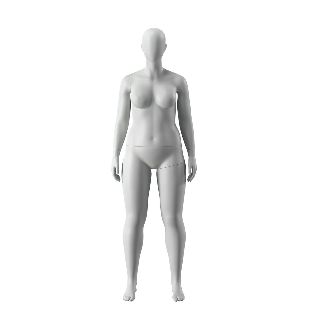 BINK - Mannequin sportif grande taille, femme, gris, tête abstraite, pose debout 33