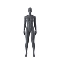Mannequin de sport femme, omnisport, gris graphite, tête abstraite, pose debout 01