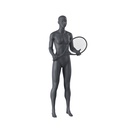 Tennis sport dames mannequin, grafiet grijs, gestilleerd hoofd, staande pose 02