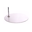 Socle rond pour mannequin de vitrine, dia 38 cm, acier nickelé brossé, avec tige de pied